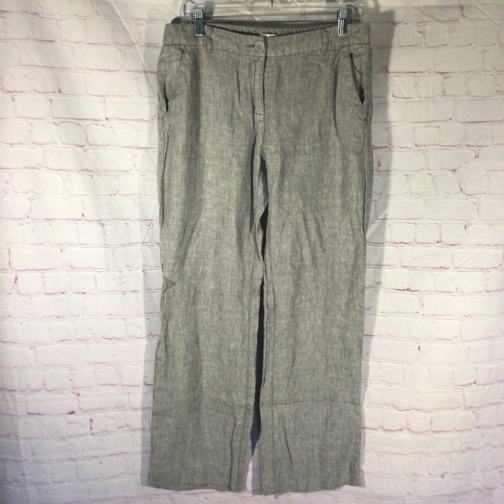 Garnet Hill Gray Linen Trouser Pants - Size 08